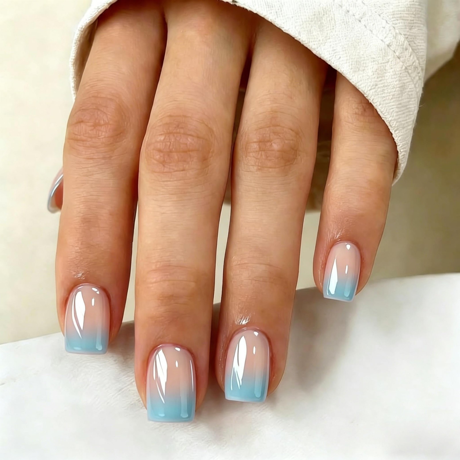 SXVME short square ombre blue press on nails