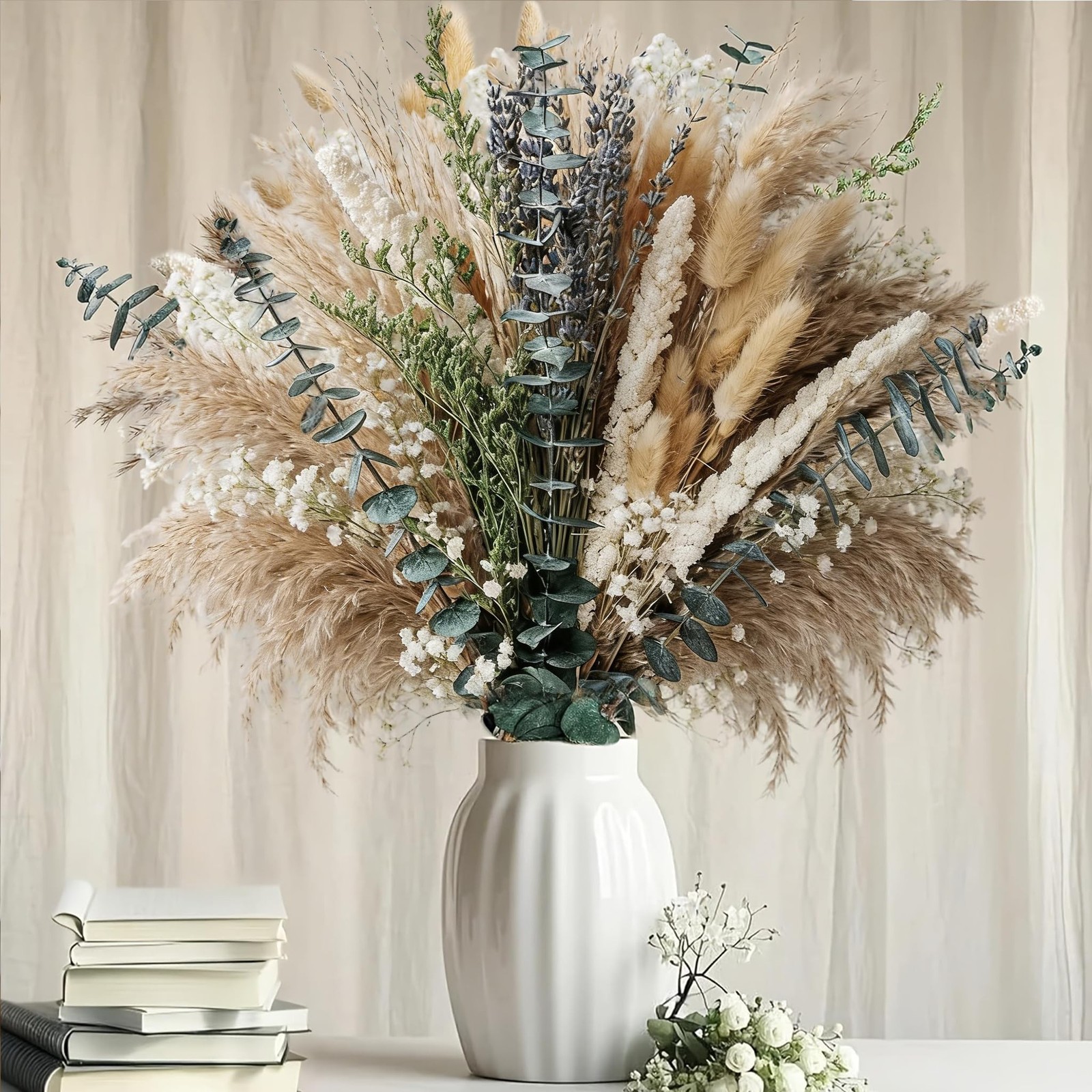80 Pcs Green DIY Dried Floral Arrangement Kit – 17″ Natural Eucalyptus, Laven…