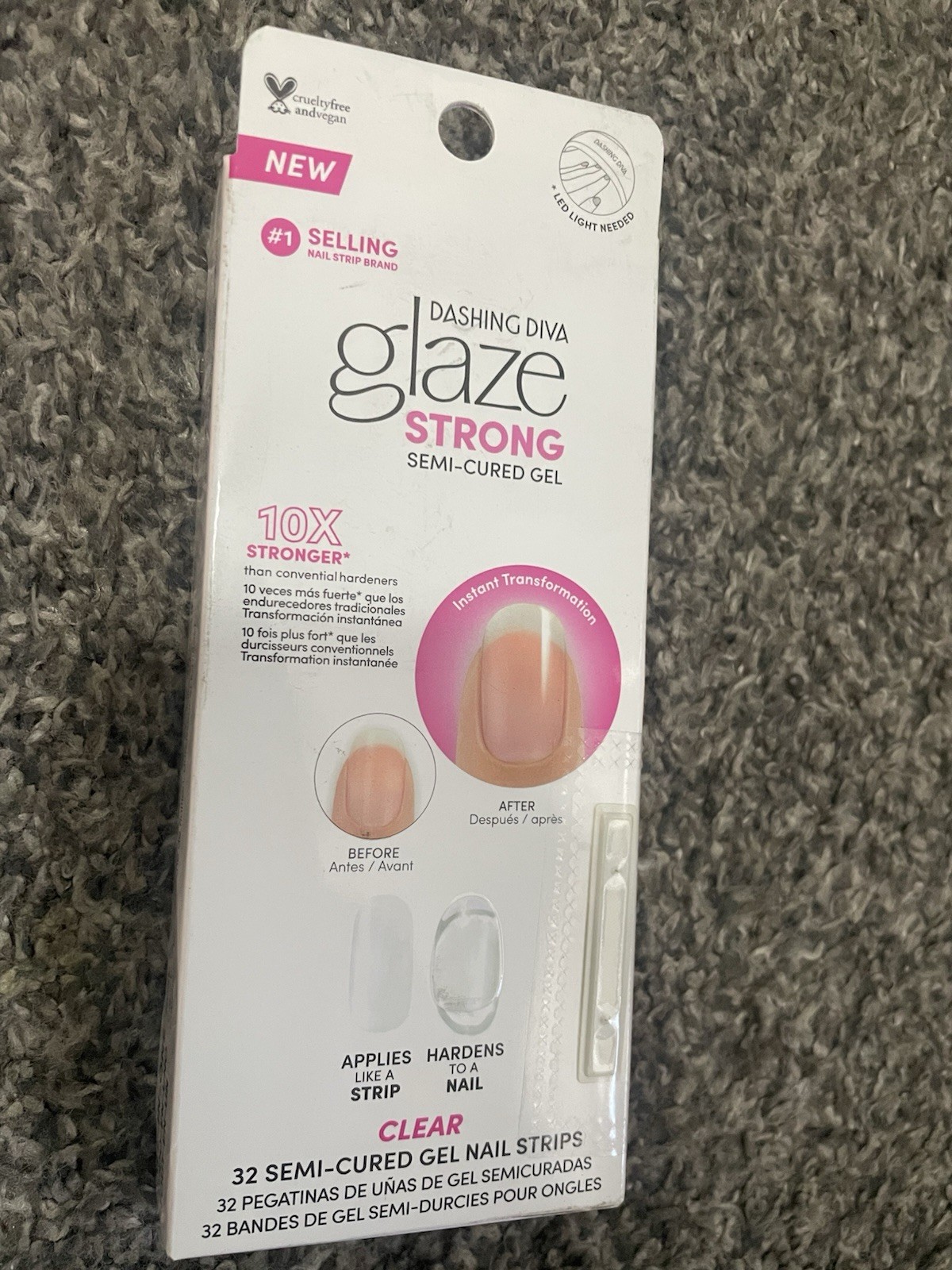 Dashing Diva Glaze Strong Clear Semi Cured Gel Nail Strips Transparent Crystal