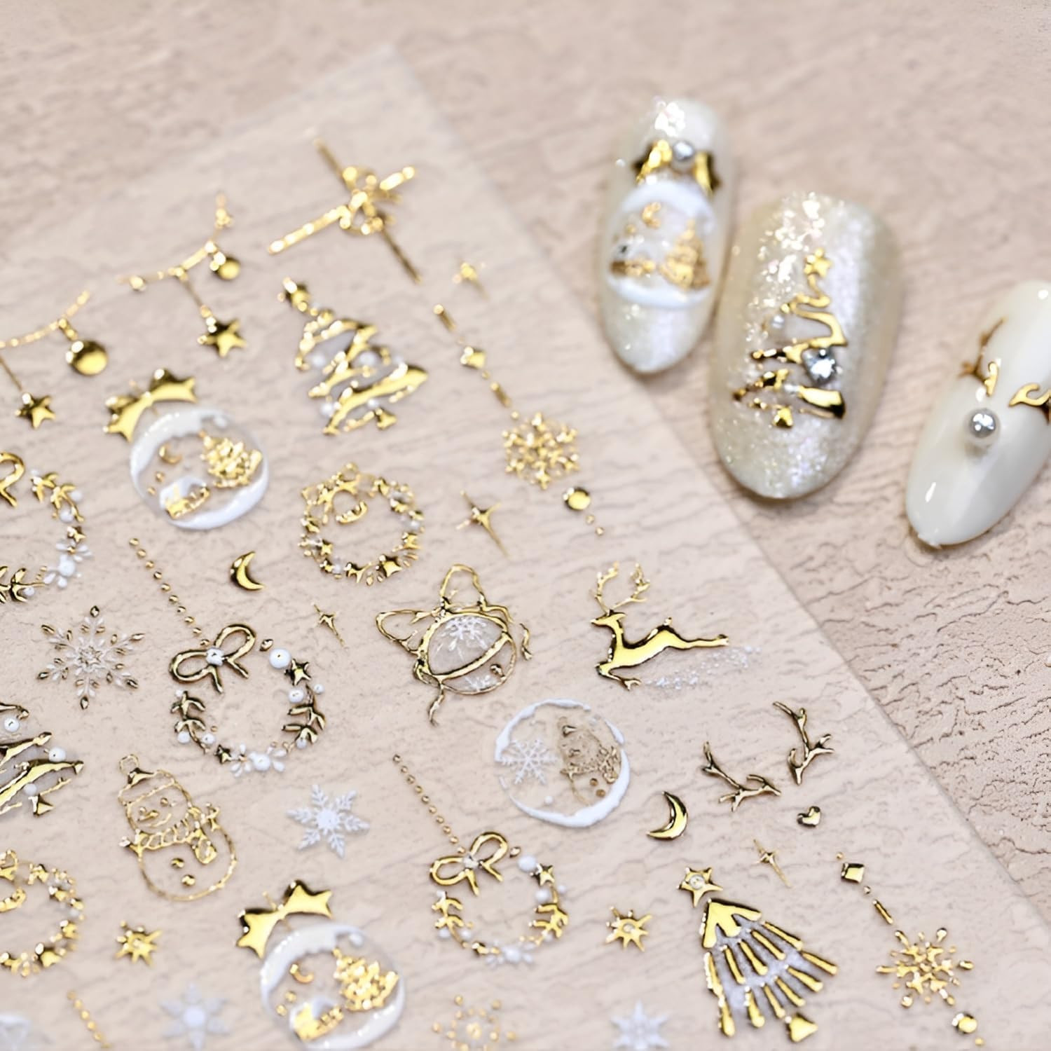Green Butterfly Nail Stickers for Nail Art 5D Embossed Nail Decals Gold Butterfl