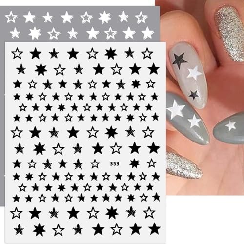 12 Sheets Star Nail Stickers,8 Colors Self-Adhesive 4th of July Nails Style-7