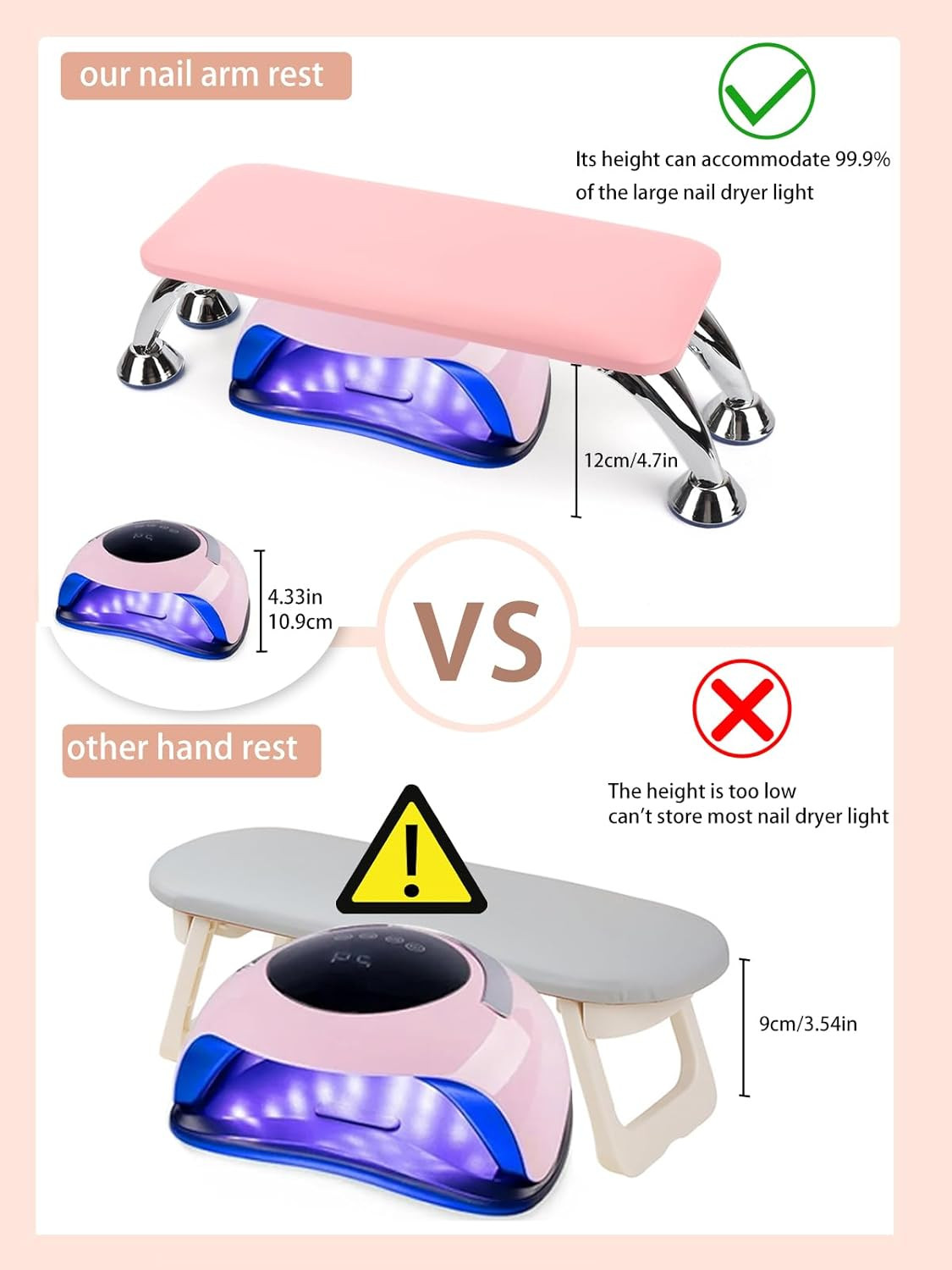 Big Arm Rest for Nails Cushion, Microfiber Leather Hand Rest for Nails Tech, Han