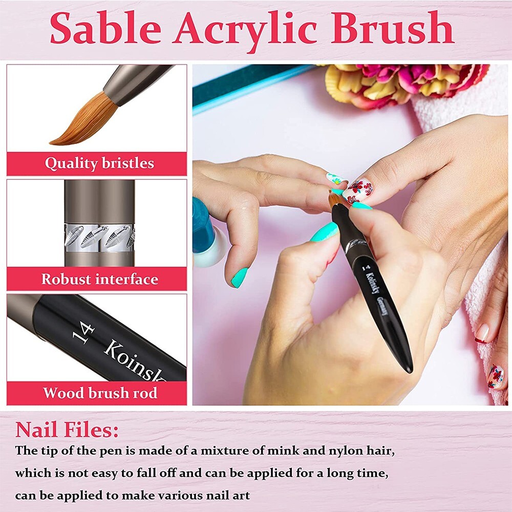 Acrylic Kolinsky Nail Brush Sizes 8-24 Nail Art Brushes Xmas Christmas Gift