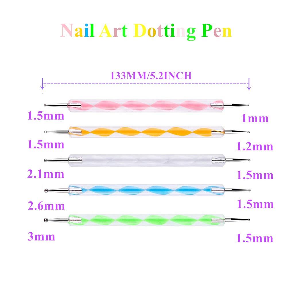5PCS Dotting Pens Nail Art Design Tools Manicure Kit Ball End Dot Art Tools USA