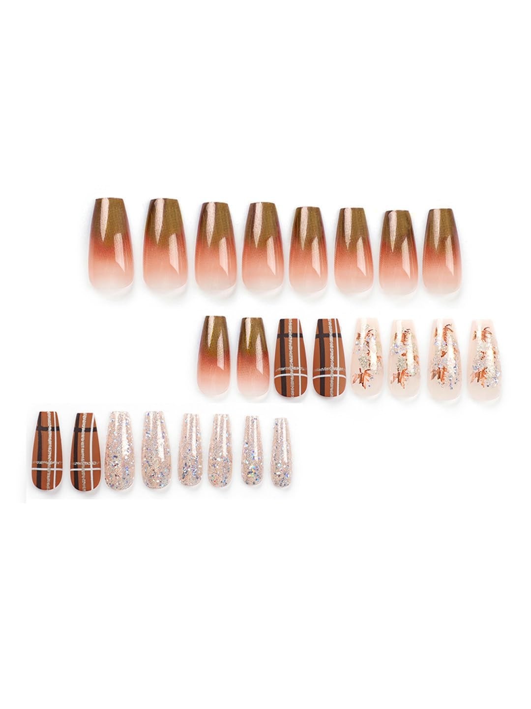 Secret Lives Reusable Brown Ombre Color With Silver Golden Glitter 24 set