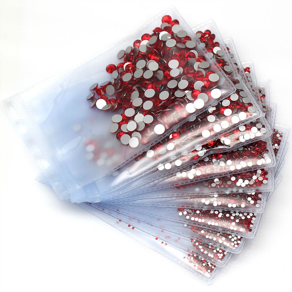 Light Siam Flatback Glass Rhinestones Crystals Non-HotFix Glitter Stones