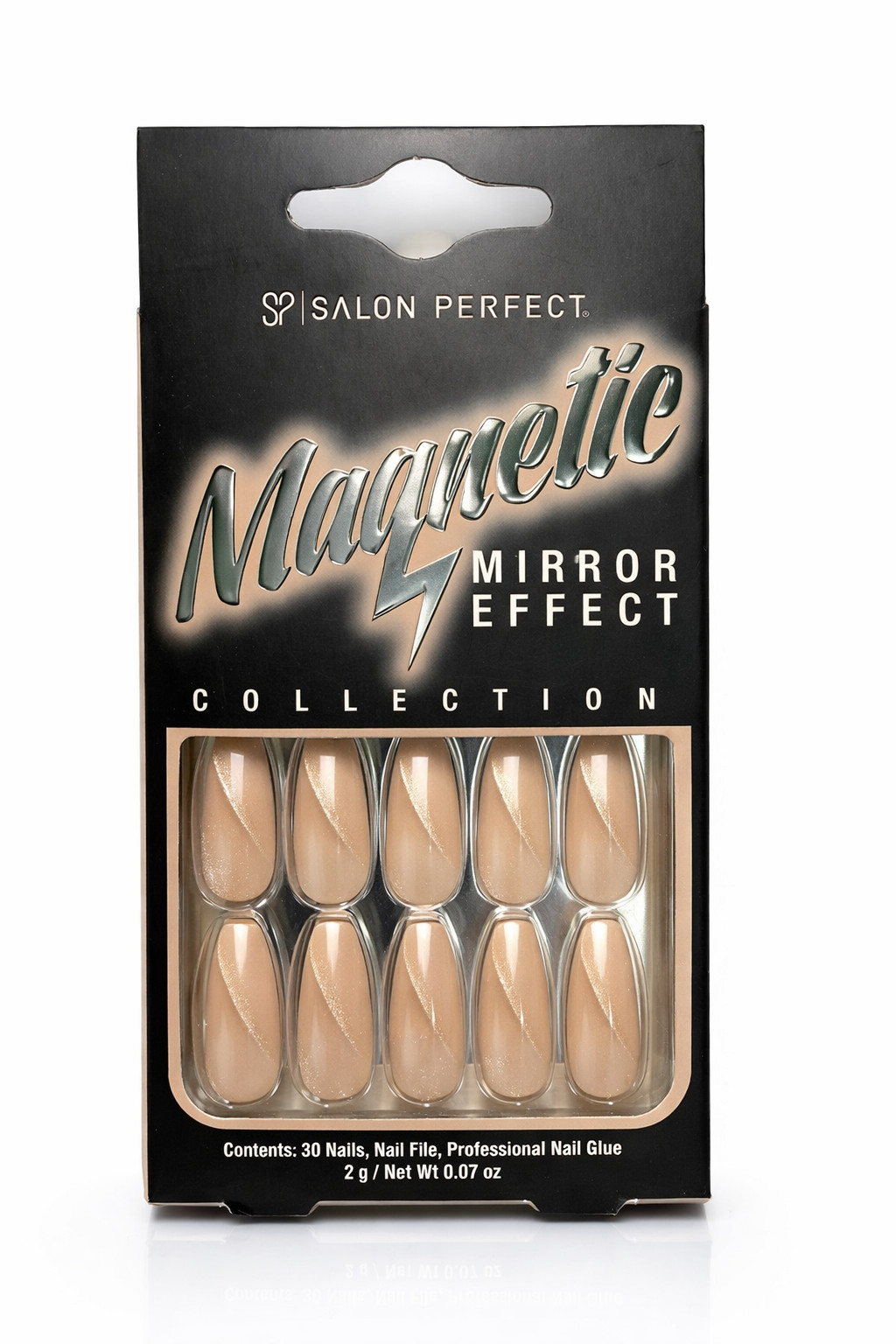 Salon Perfect “Soft Pink Champagne Mirror Finish” Nails | 30 Nails + Glue + File