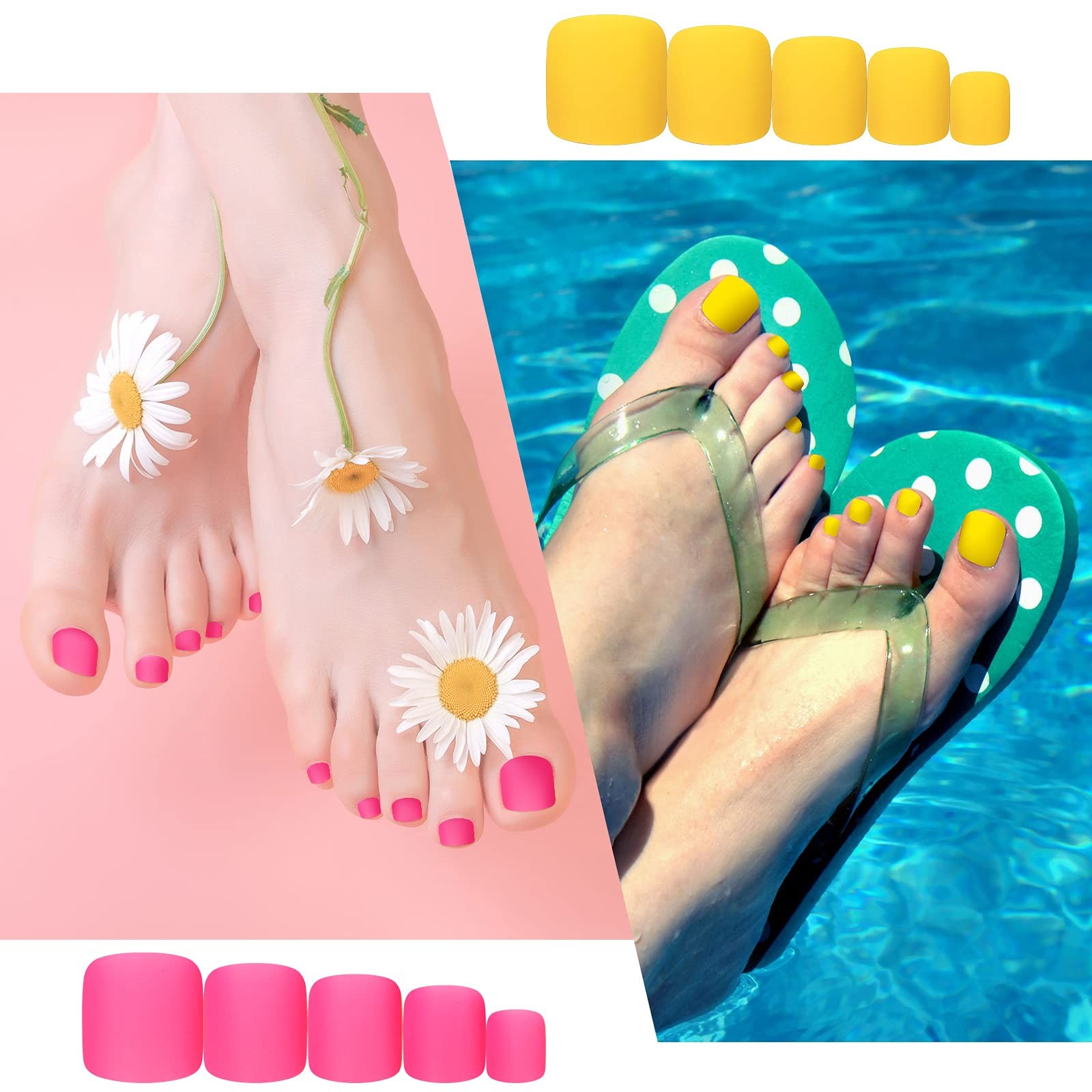 Maitys 336 Pieces 12 Sets Toenail Press on Fake Toe Nails Short Square False …