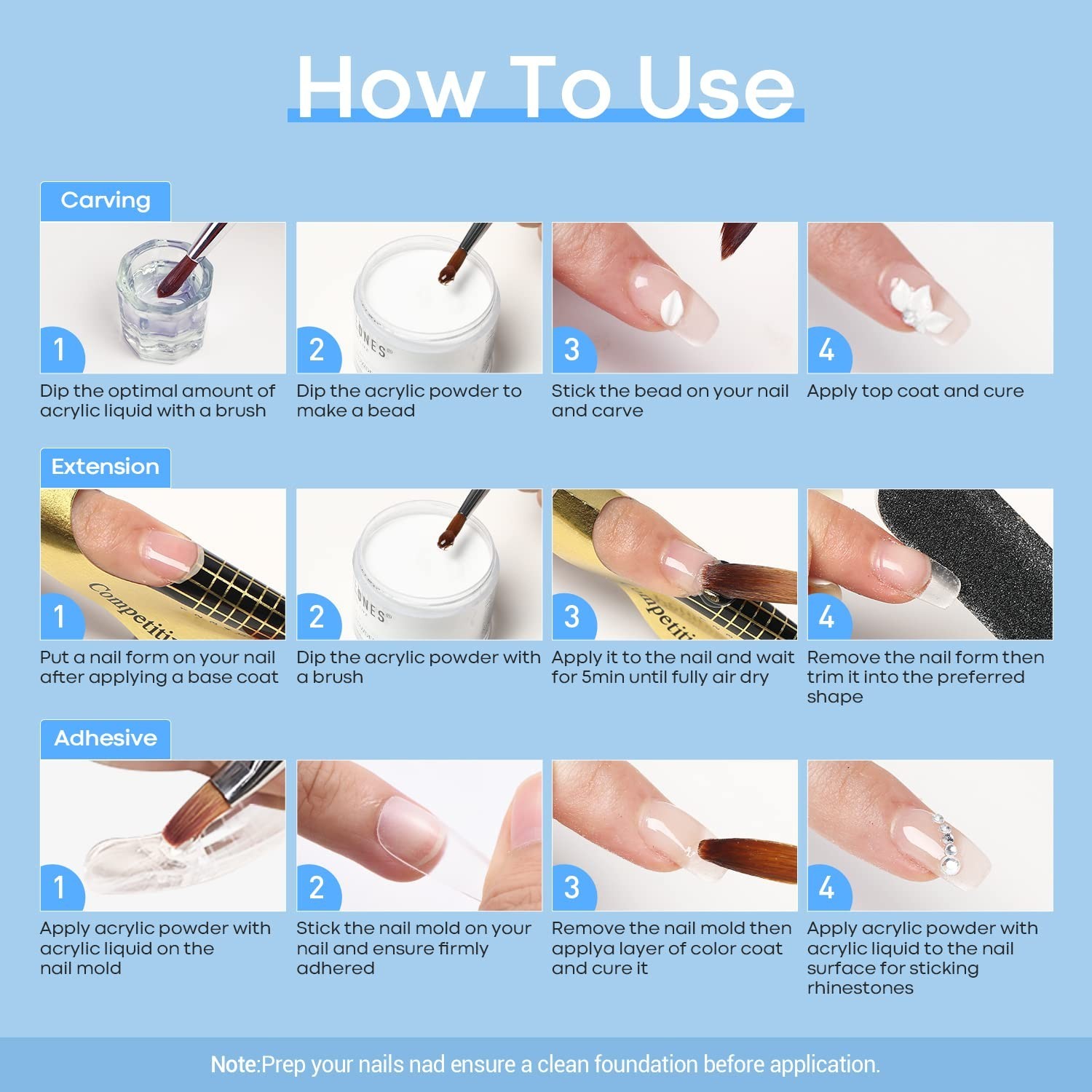 Professional Quality 2.12oz Acrylic Nail Powder – Beginner-Friendly & Non-Toxic