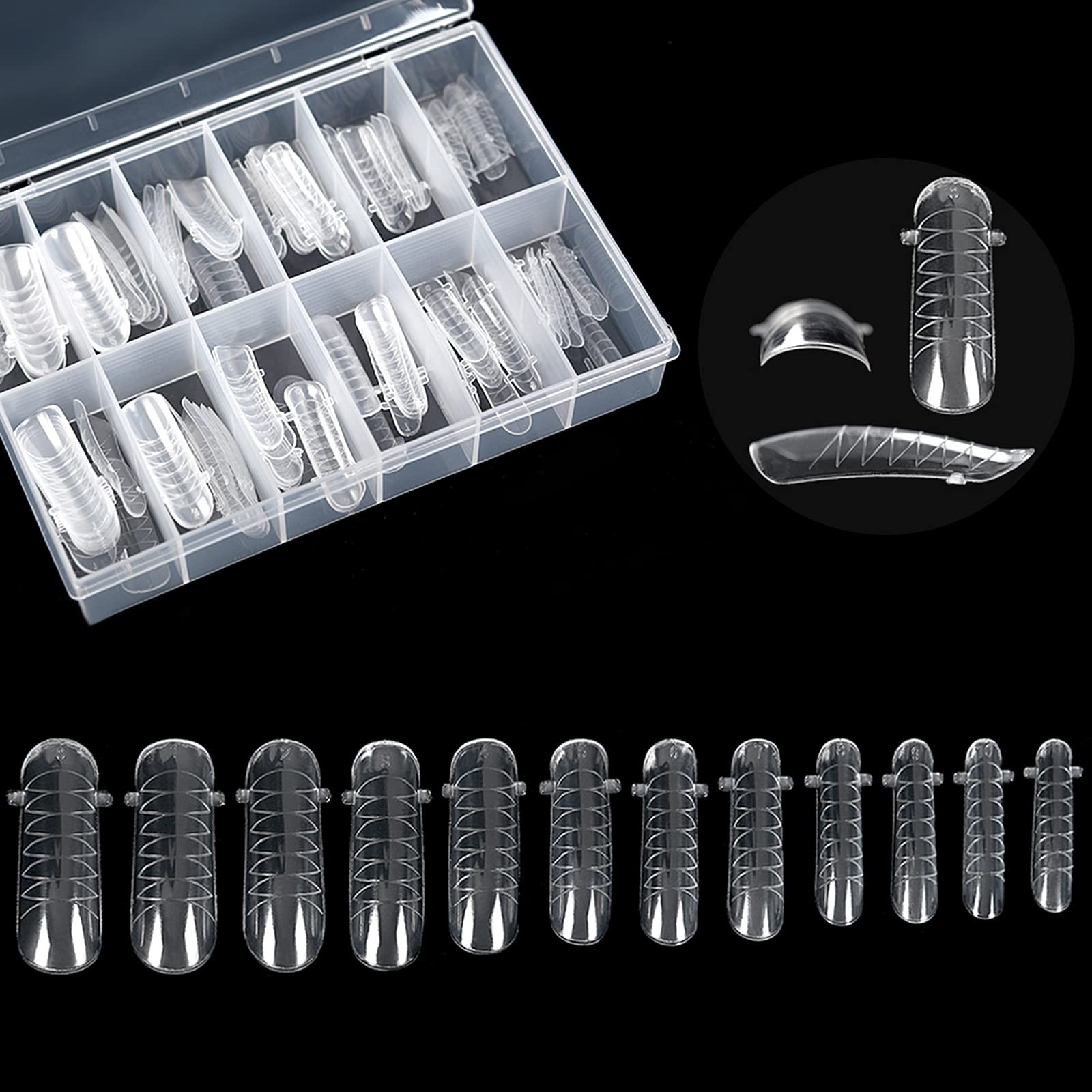 120 Pcs Clear Full Cover Dual Nail System Form UV Gel Acrylic Nail Art Mold