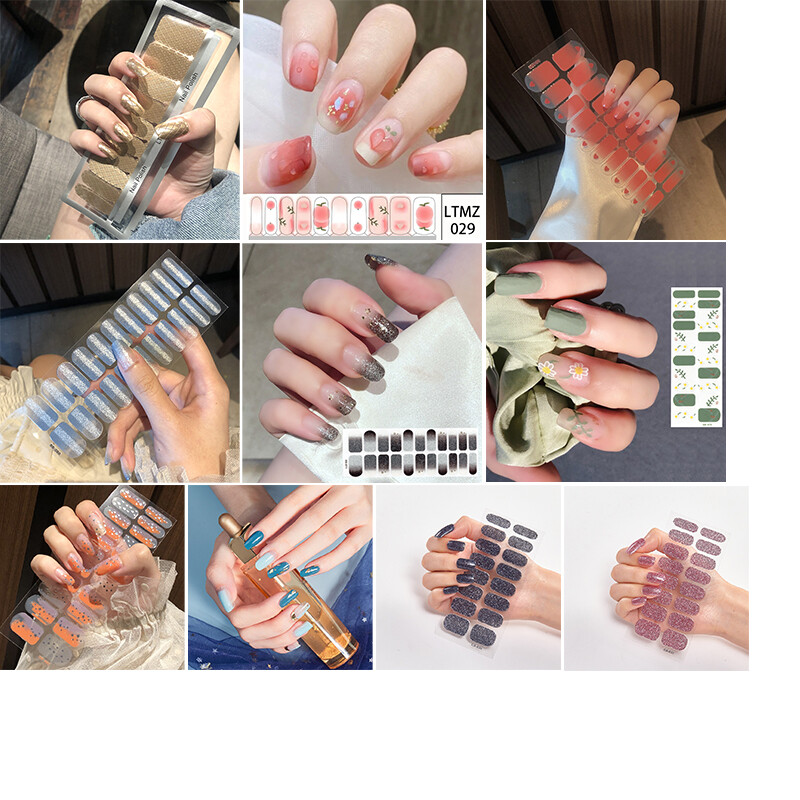 Full Size Nail Wraps Stickers Polish Toe Manicure Art Self Stick Decor 3D Decals