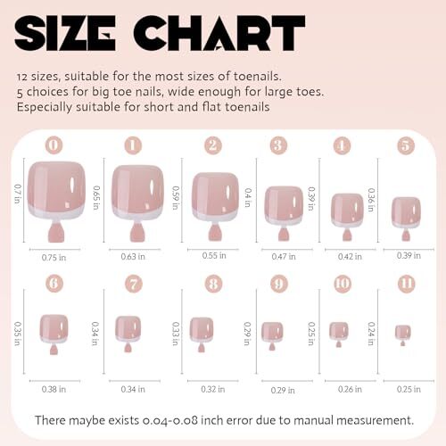 216Pcs Press on Toenails French Tips Toe Nails 1 Fl Oz (Pack of 216) Style-2