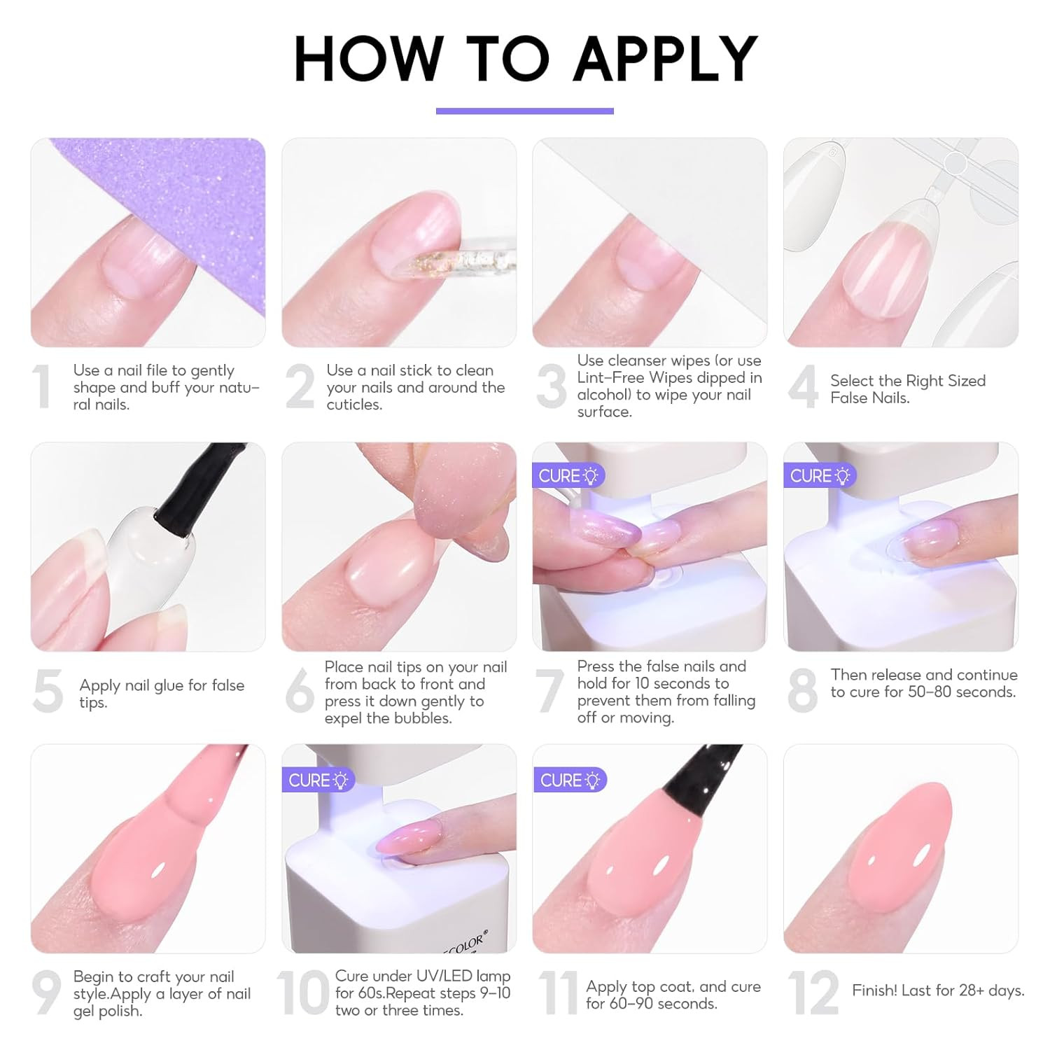 Gel Nail Kit, 240Pcs Short Medium Almond Nail Tips with U V Light 2PC Jelly Gel