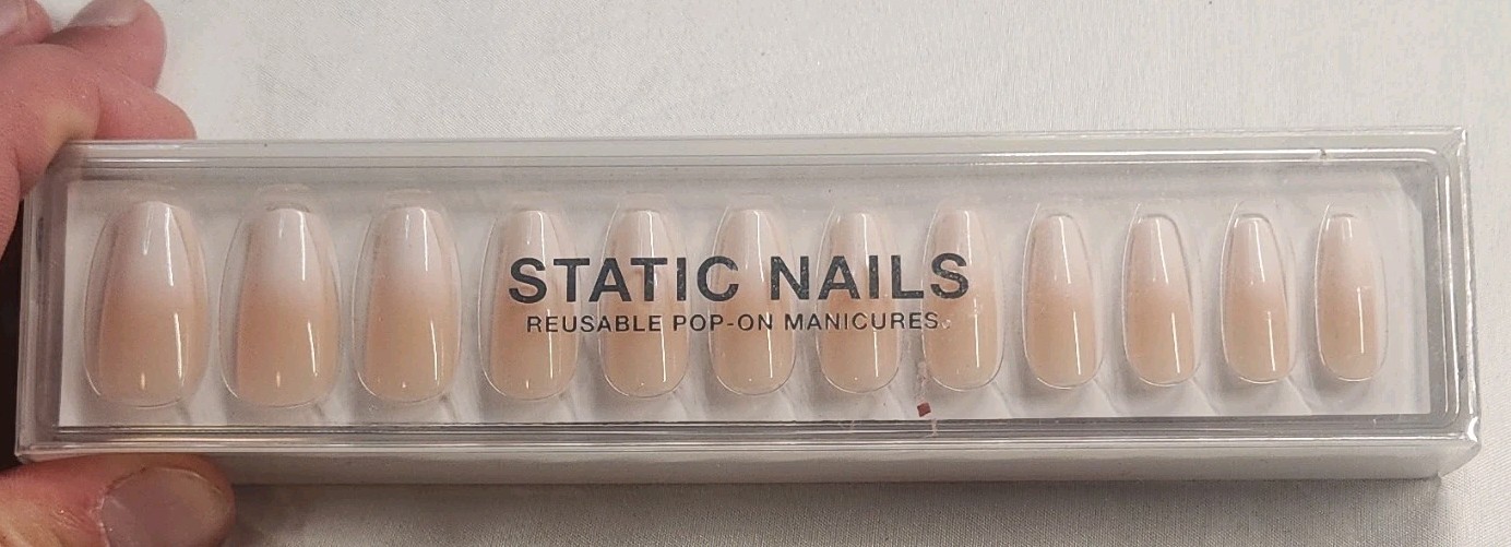 Static Nails Reusable Pre-Designed French Beige Medium Oval Press-On Nails Set