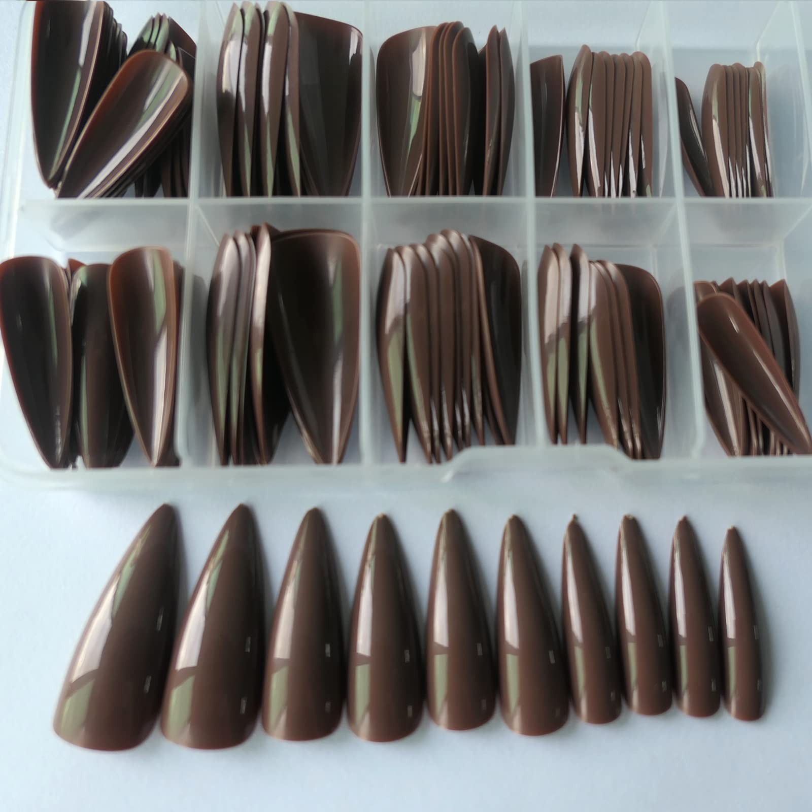 Extra Long stiletto Glossy Fake Nail 100 PCS Full Cover Acrylic Press on Nail…