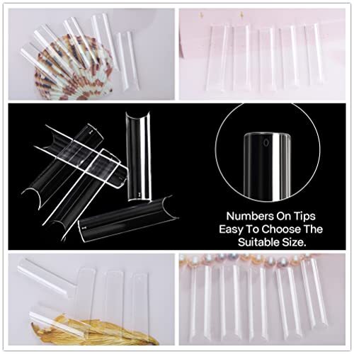 Tapered Square Nail XXL Tips 120 PCS No C Curve Gel Extra Long Half Straight
