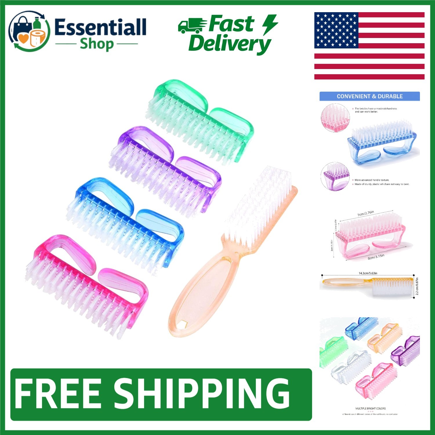 Multicolor Nail and Toenail Cleaning Brushes – Flexible & Non-Scratch Design