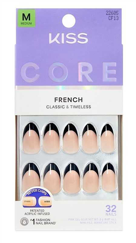 (3 PACK) Kiss Core French Nails Press On 32 Count Medium Full Of Fun
