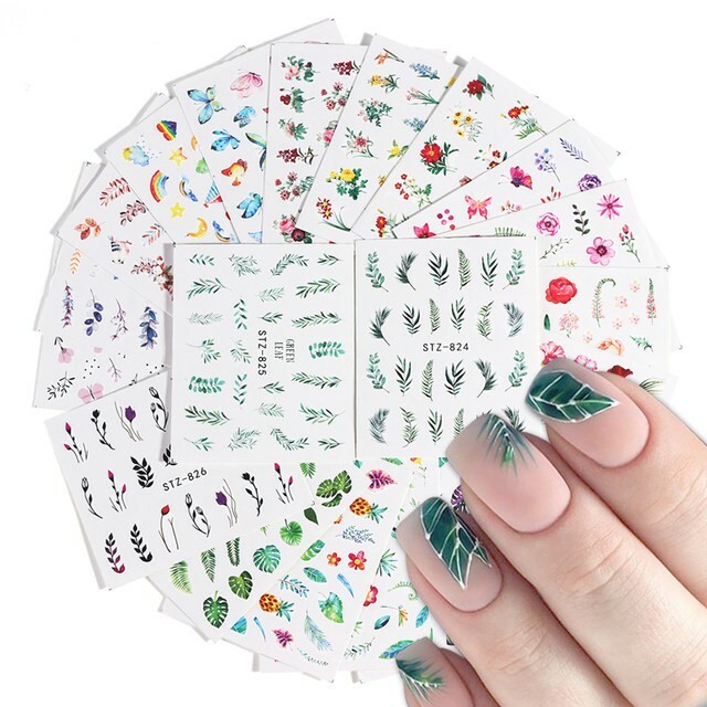 Nail Art Water Transfer Sticker Flower Leaves Butterfly Flamingo Bird Decals