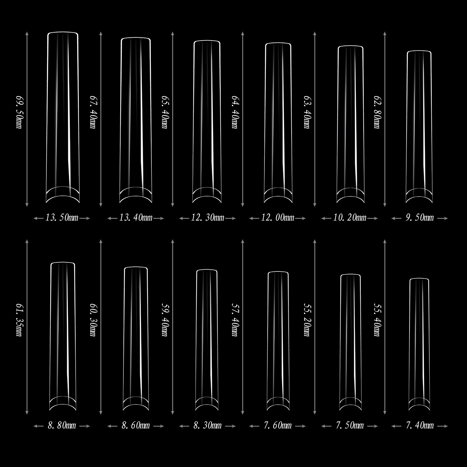 180pcs 5XL Extra Long Coffin/Stiletto/Square/Ballerina Soft Gel Nail Tips Clear