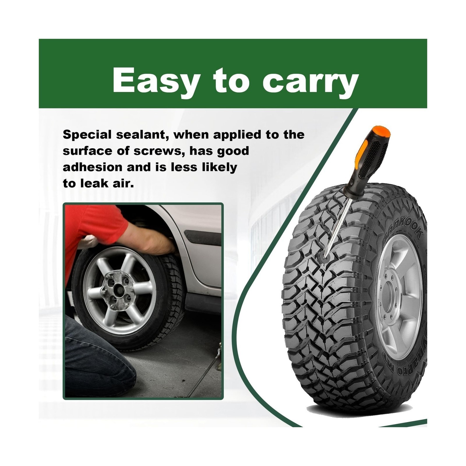 80Pcs Tire Repair Kit – For Car/Truck – Rubber Nails & Screw Plugs