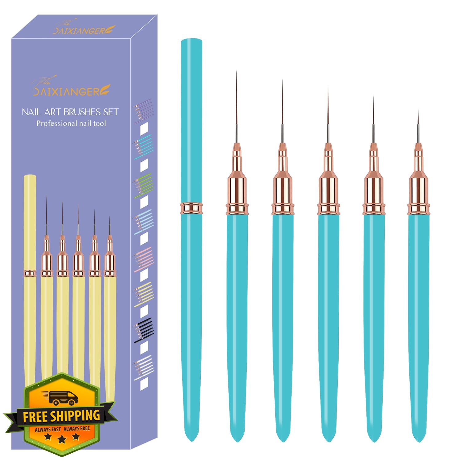 5PCS Liner Brushes for Nails, Nail Art Liner Brushes Set, 6/9/12/15/18mm Thin…