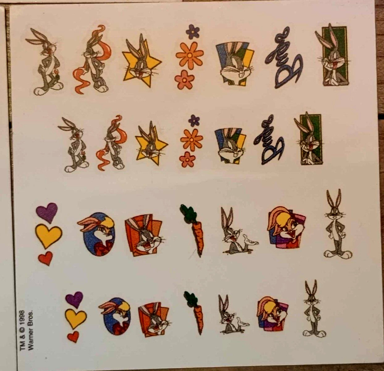2 Vintage 1998 Bugs Nail Art Stickers Lola Bunny 28 Stickers Per Sheet