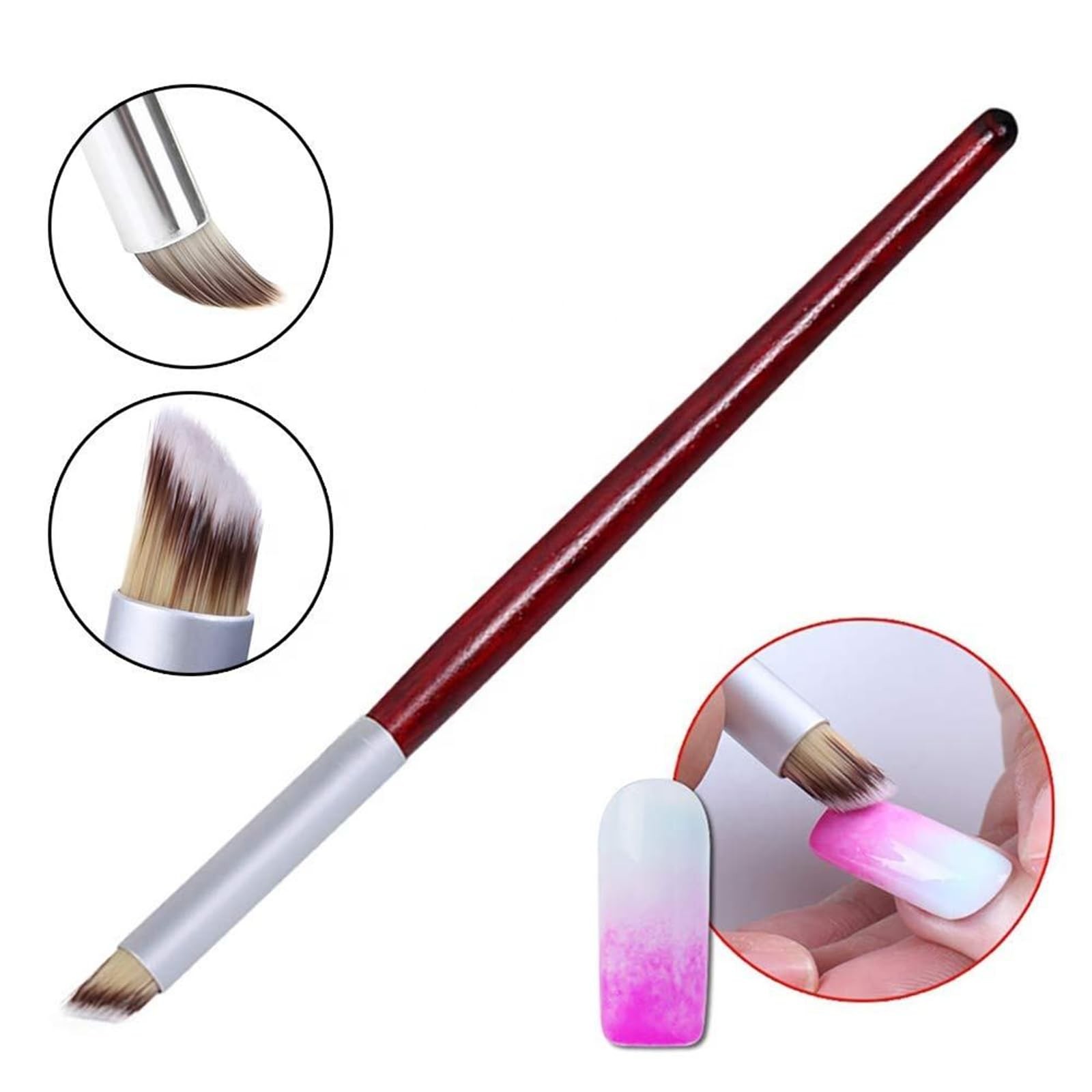 3Pcs Acrylic Nail Brush Set，UV Nail Ombre Brush，Double-Head Sponge Pen，Manicu…