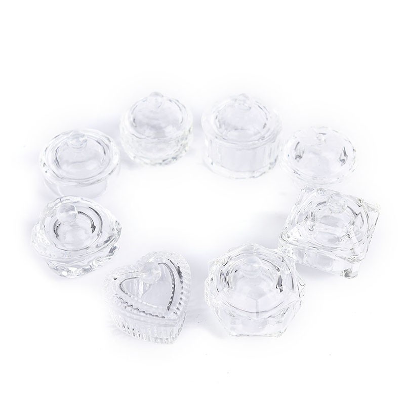 Nail Art Glass Cup Dappen Dish for Arcylic Nail Art Liquid Holder Bow FK.N8