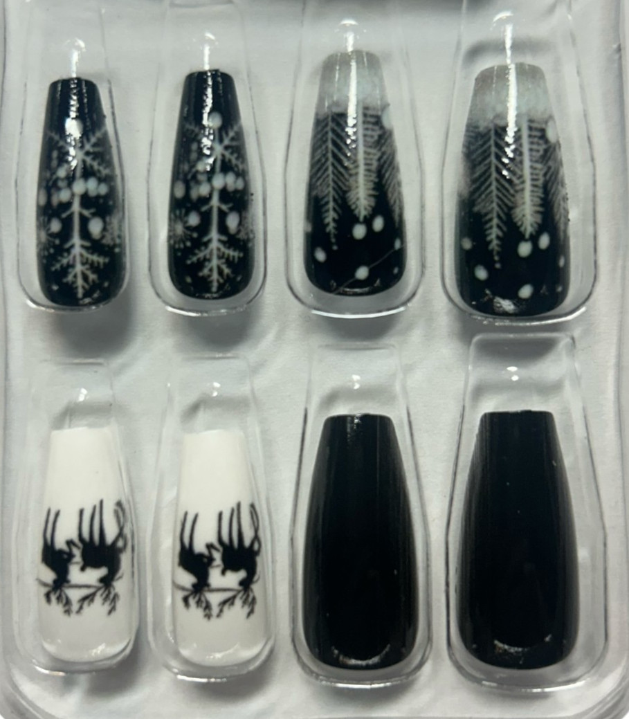 Christmas Press On Nails “YOUR CHOICE” Reindeer, Snowflake, Gingerbread, Lights