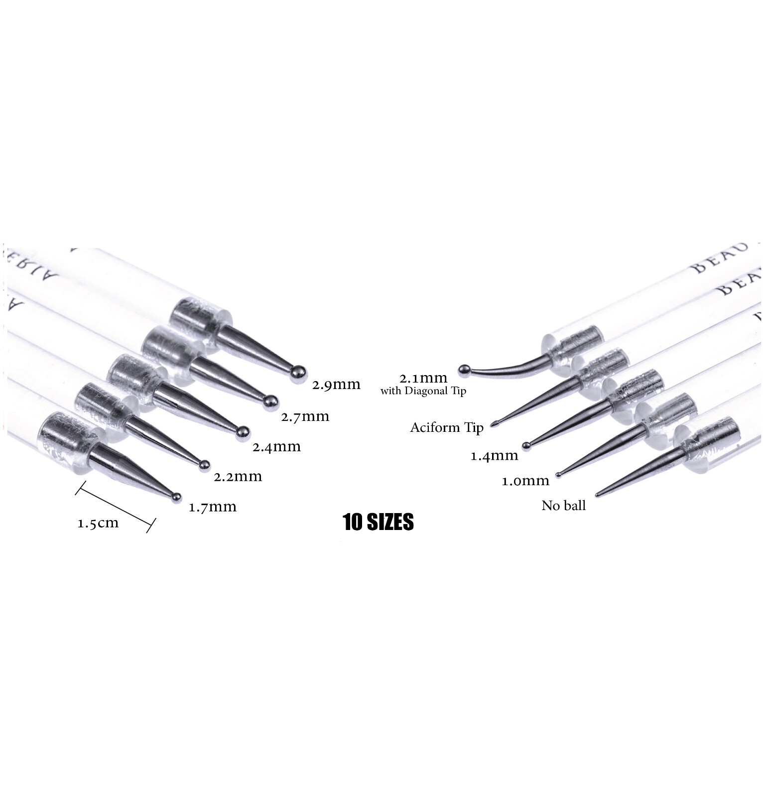 5pcs 10sizes 2-way Dotting Tool Pen Nail Art Painting Marbleizing Swirls Mandala