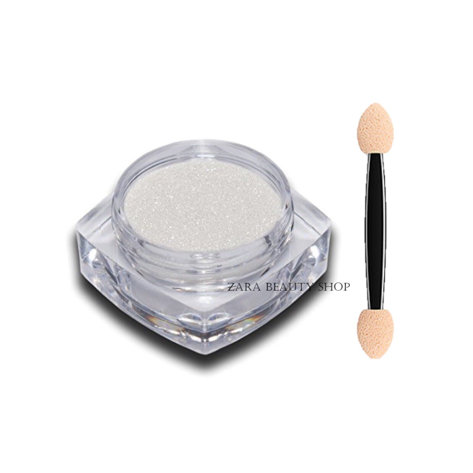 WHITE CHROME POWDER Pigment Pearl Nails Nail Art Crystal Shiny Dust Glazed Donut