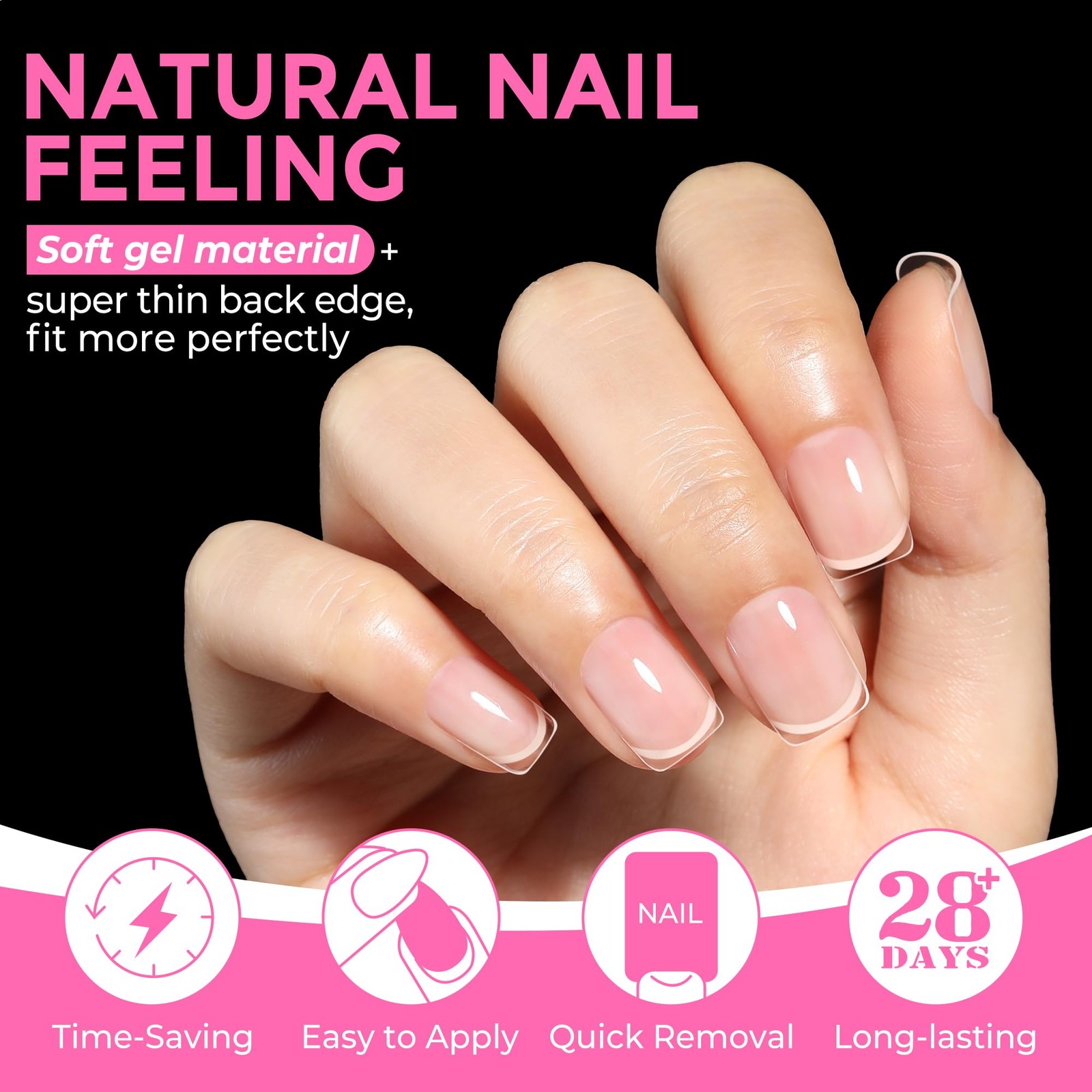 UNA GELLA Short Square Gel Nail Tips 216Pcs Short Square Press on Nails Pre-Shap