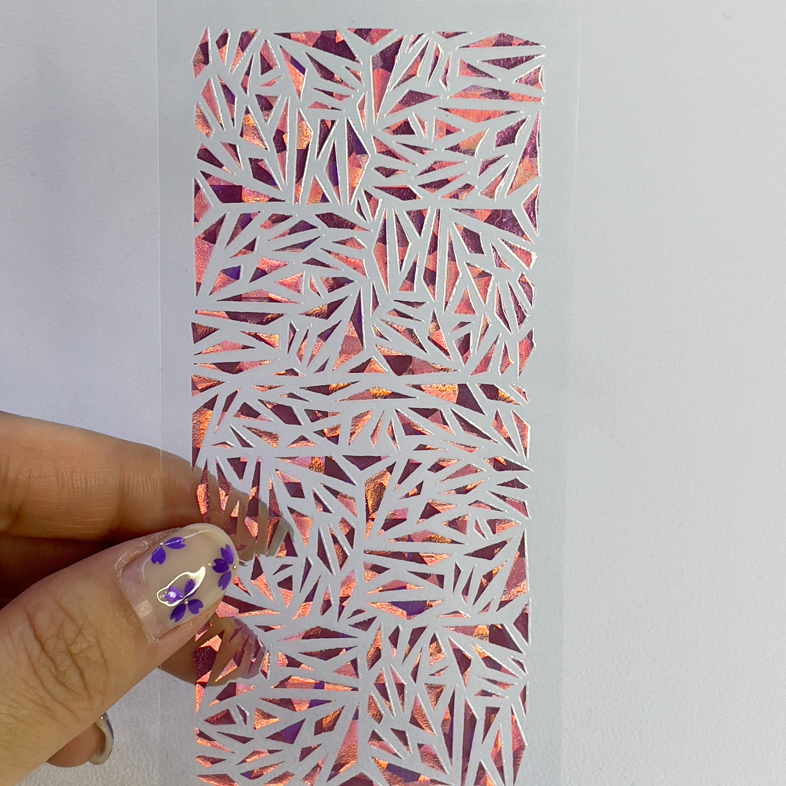 Rose Pink Gold Glass Nail Stickers DIY Pink Aurora Holographic Made in Korea