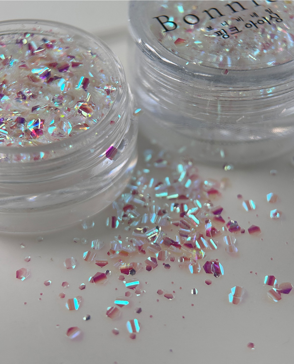 Bonnie B Pink Icing Nail Glitter Aurora Clear Ice Effect Chunky Mix Nail Art
