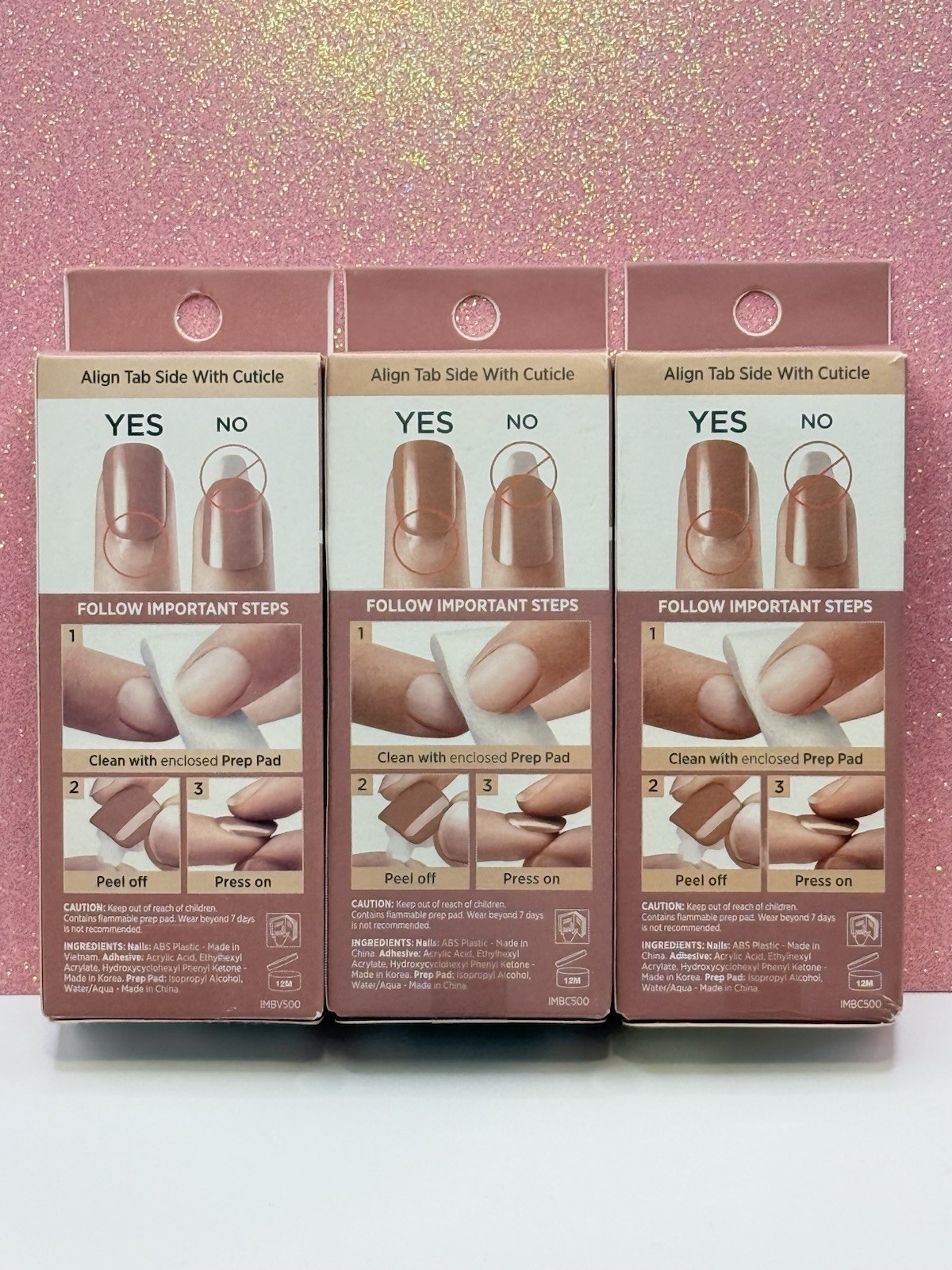 Kiss imPRESS Bare But Better No Glue Press-On Nails Manicure Short 86724 Lot Of3