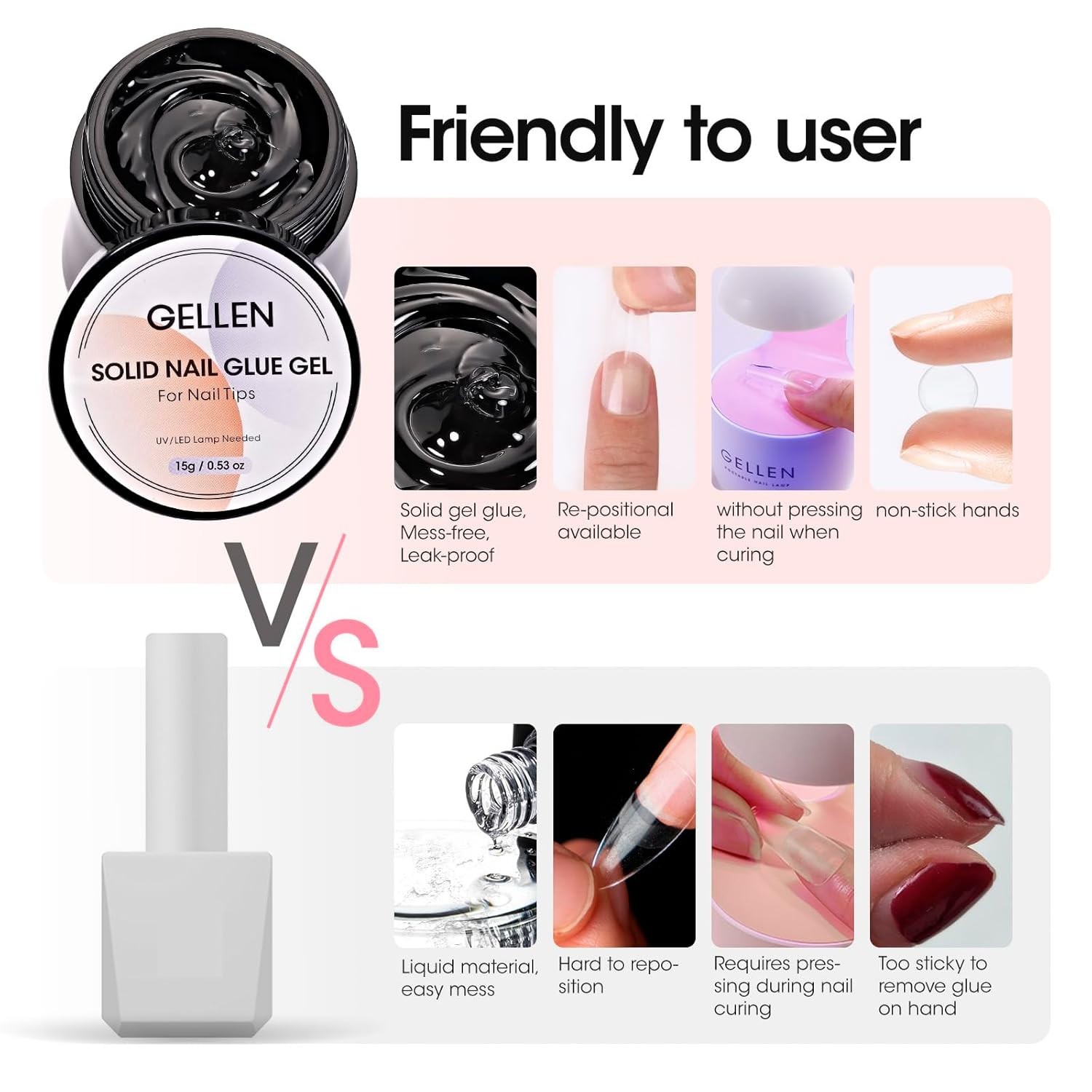 Crystal Clear 15g Nail Glue Gel – UV Cured Formula for Seamless Application