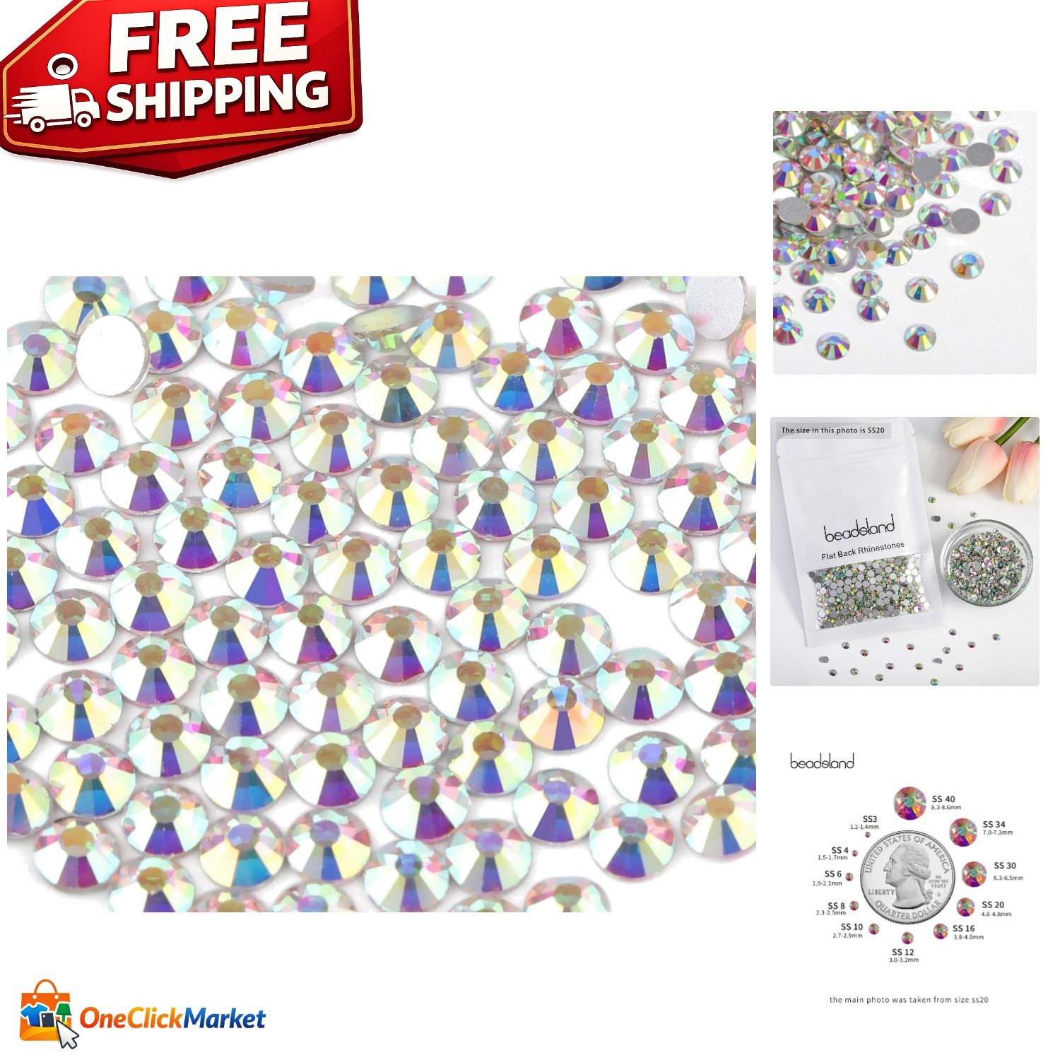 SS20 1440pcs Flat Back Crystal Rhinestones – Perfect for Nail Art & Body Sparkle