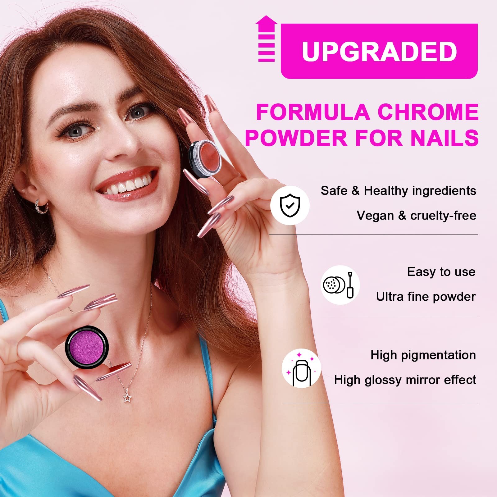 SAVILAND Mirror Chrome Nail Powder Set, 36 Colors | Ultra-Fine Grain-Free For…
