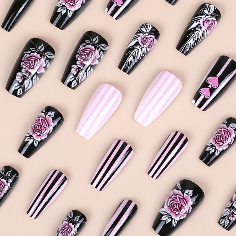 Heart Shaped Rose Nail Press, 48 DIY Nails, Ballet Nail Heart Design