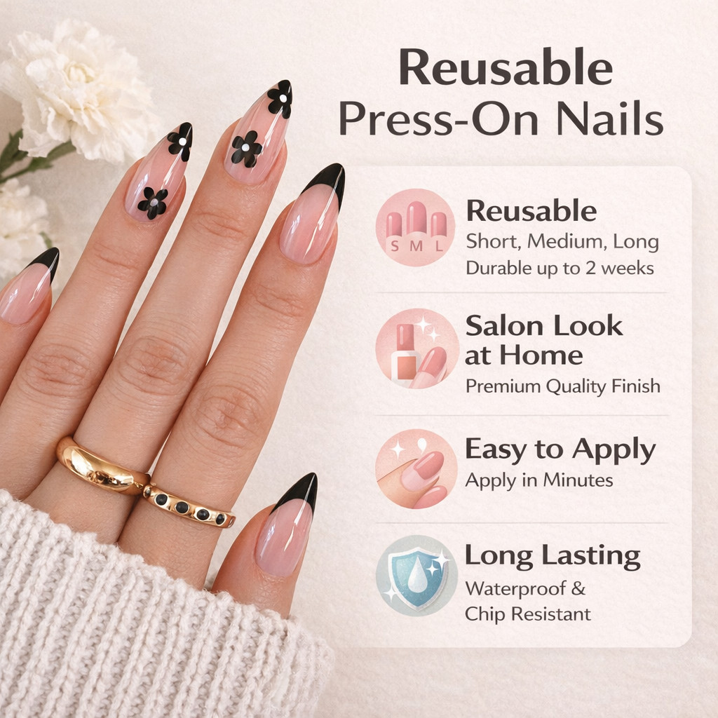 5 Sets Mystery Press-On Nails | Handmade Reusable Fake Nails |Random Styles Gift