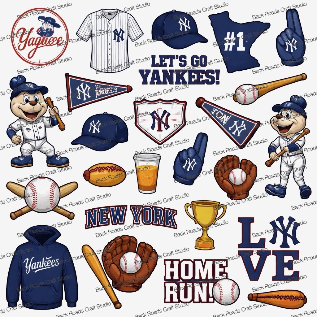 New York Yankees Waterslide Finger Nail Decals Set Of 50 Ins Bonus Inc.