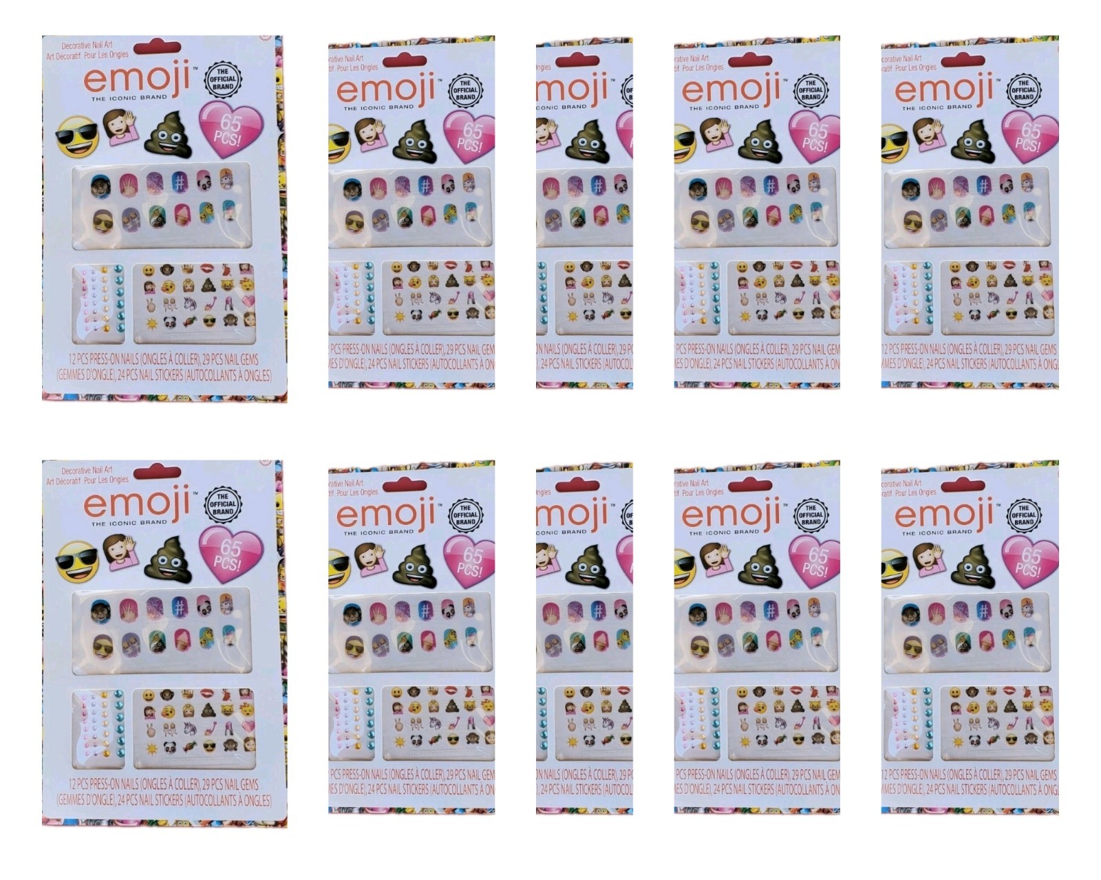 10x Emoji Nail Sticker , Each Contains 65 Pcs