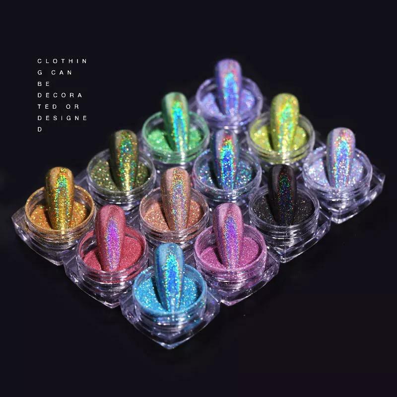 Holographic Nail Mirror Glitter Powder Dust Shimmer Mermaid Unicorn HOLO Colours