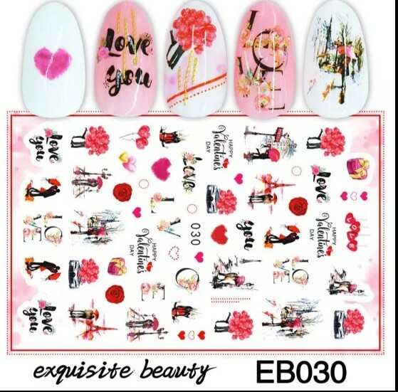 Self-adhesive Pink pattern 3d Nail Decal Valentine’s Day Stickers Manicure Nail