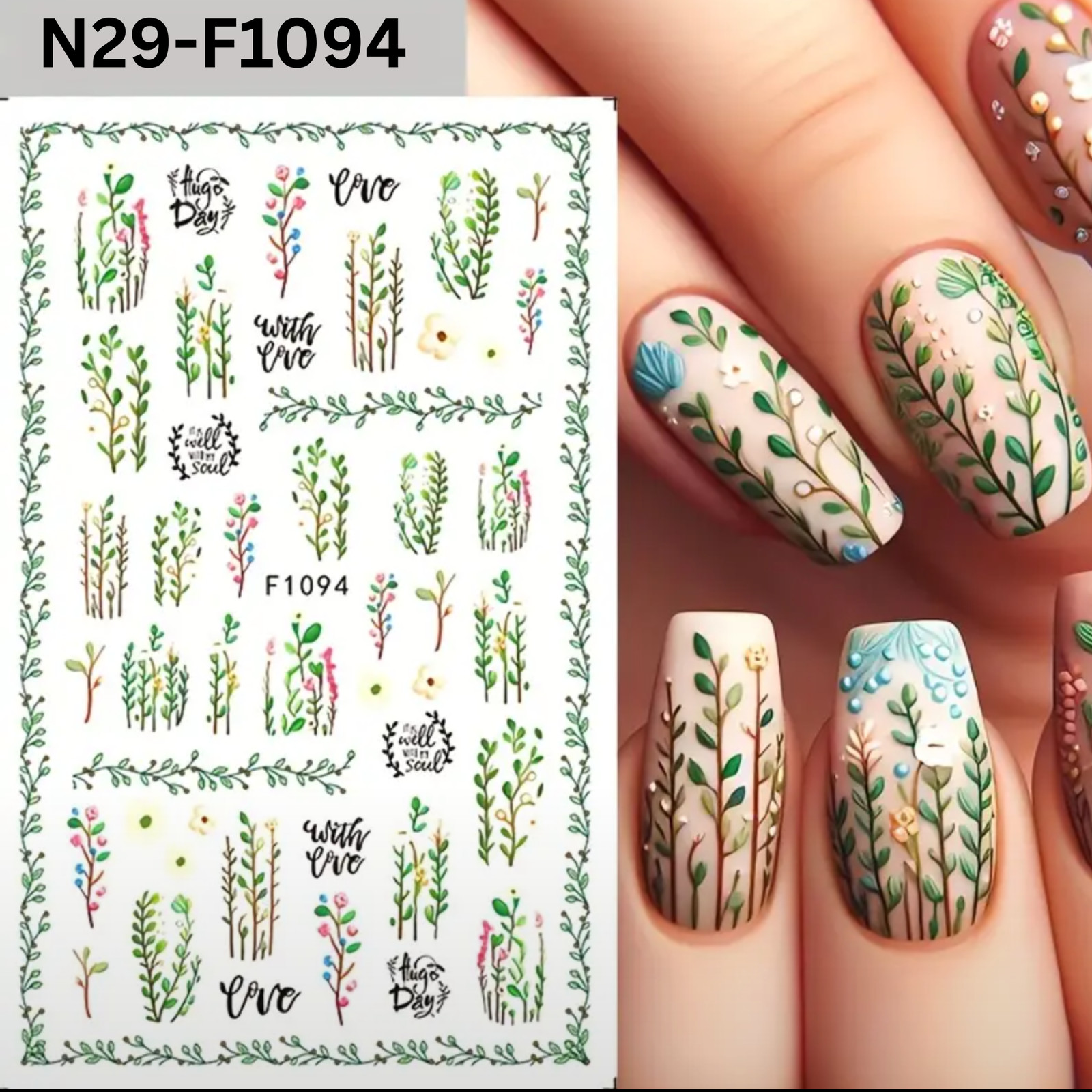3D Tropical Summer Nail Art Stickers, lossy Self-Adhesive Single-Use Plastic Dec