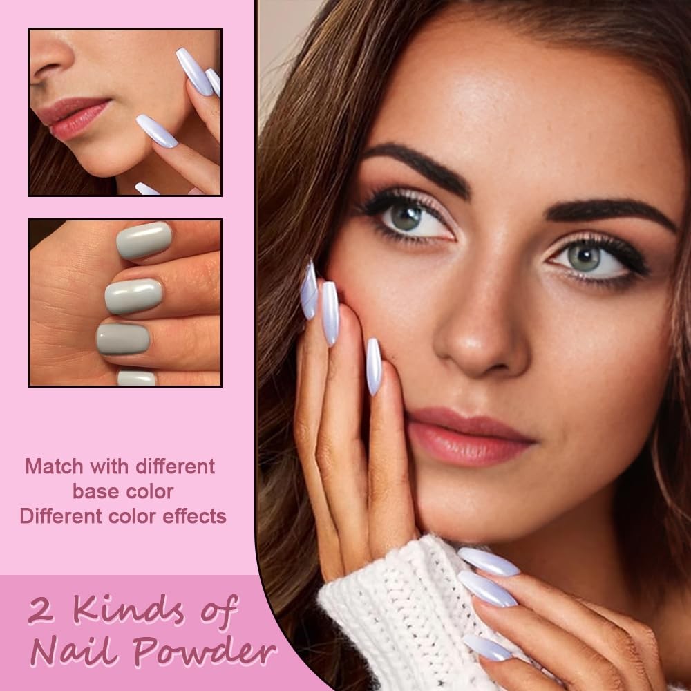 Chameleon Chrome Nail Powder, Big-Capacity 0.8g Aurora Green Turns Orange Mer…