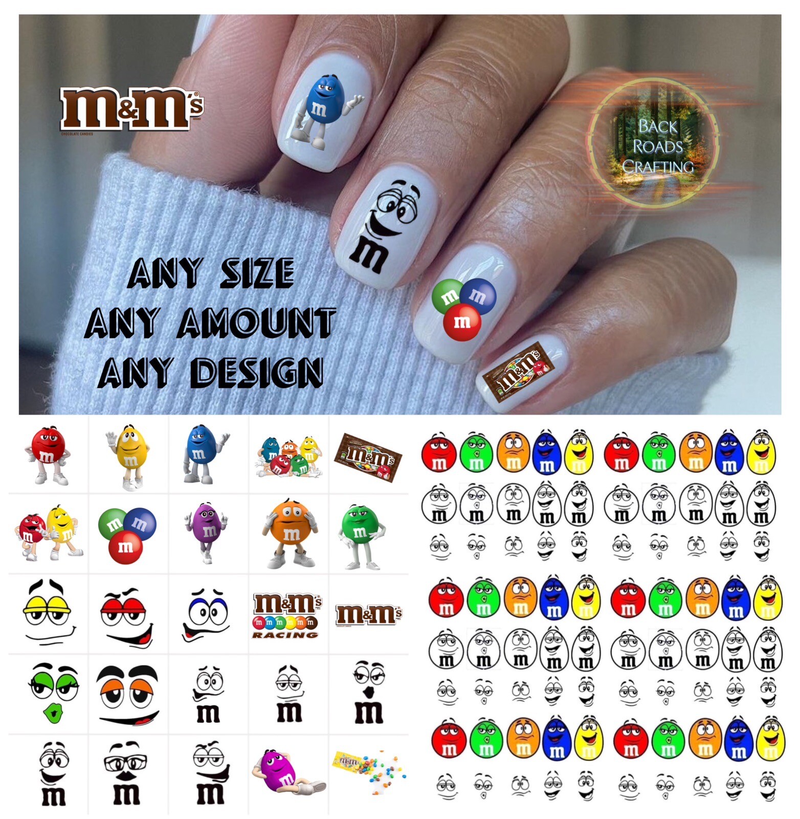 M&M’s Waterslide Nail Decals Set Of 50 M M Mm Mm’s Instructions And Bonus