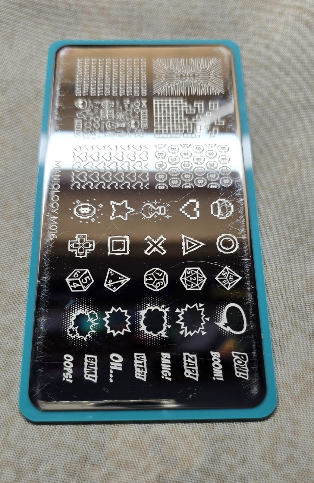 Maniology M016 Nail Stamp Plate Rebel Yell Comic Animation Bubbles Tetris Gamer