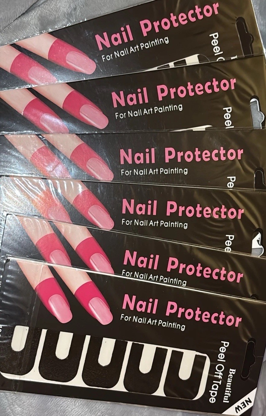 Finger Nail Protector Tape For Nail Polish Painting Peel Off Tape Black 6 Packs